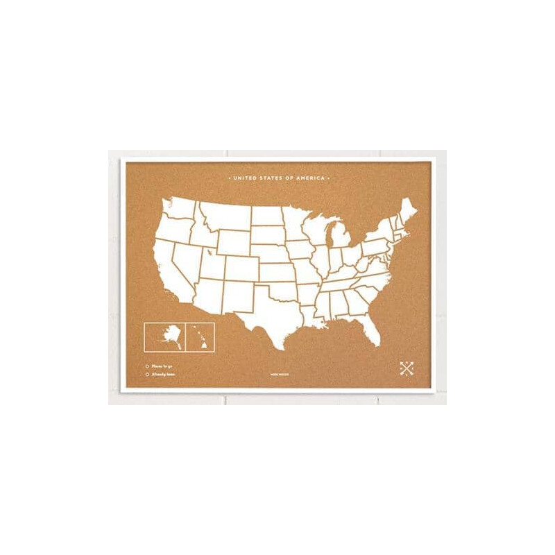 Miss Wood Woody Kaart Landen Verenigde Staten USA (90 x 60 cm)