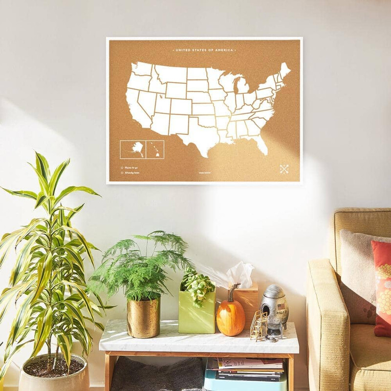 Miss Wood Woody Kaart Landen Verenigde Staten USA (90 x 60 cm)