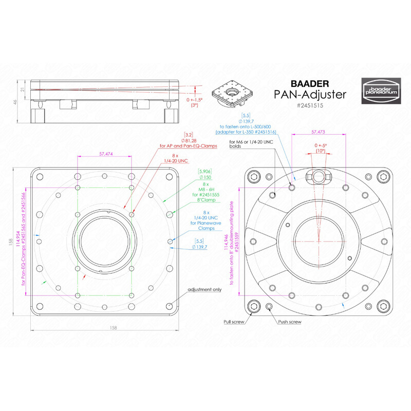 Baader Panregelaar voor het aanpassen van de optische as van parallel gemonteerde telescopen