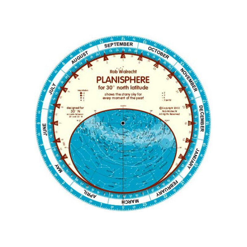 Rob Walrecht Sterrenkaart Planisphere 30°N 25cm