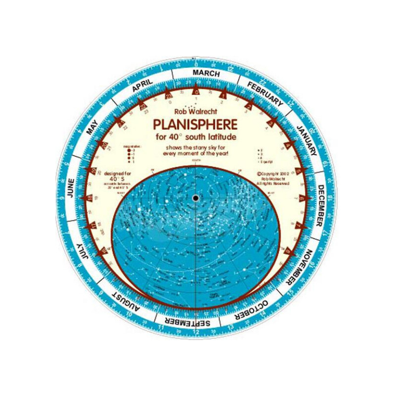 Rob Walrecht Sterrenkaart Planisphere 40°S 25cm