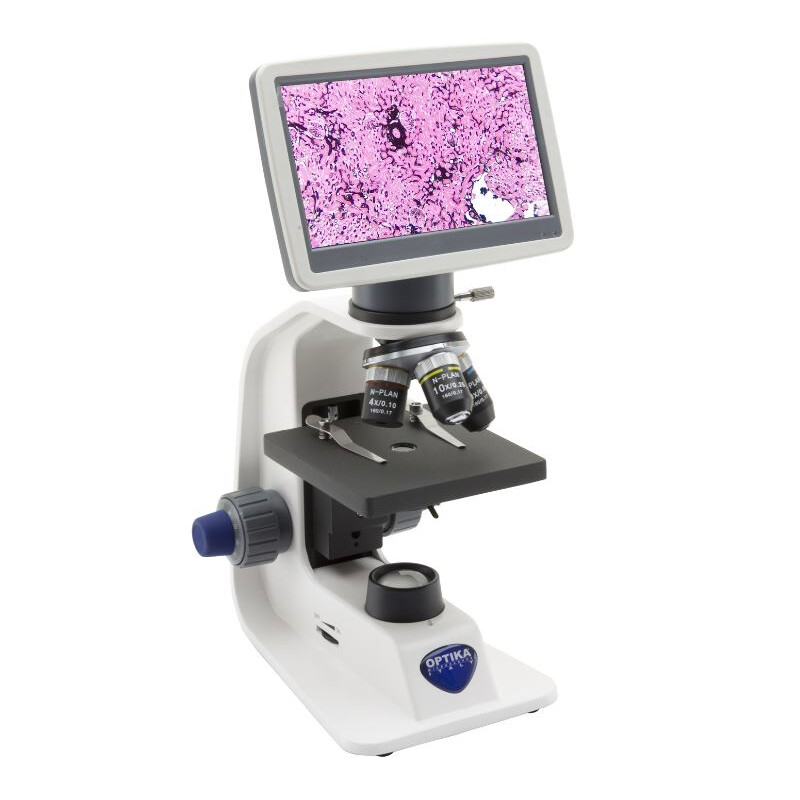Optika Microscoop B-152R-PLV, Digitaal, mono, DIN, n-plan, 40x-400x, LED 1W, 2 MP, 30fps, LCD, +kop, oplaadbare batterij