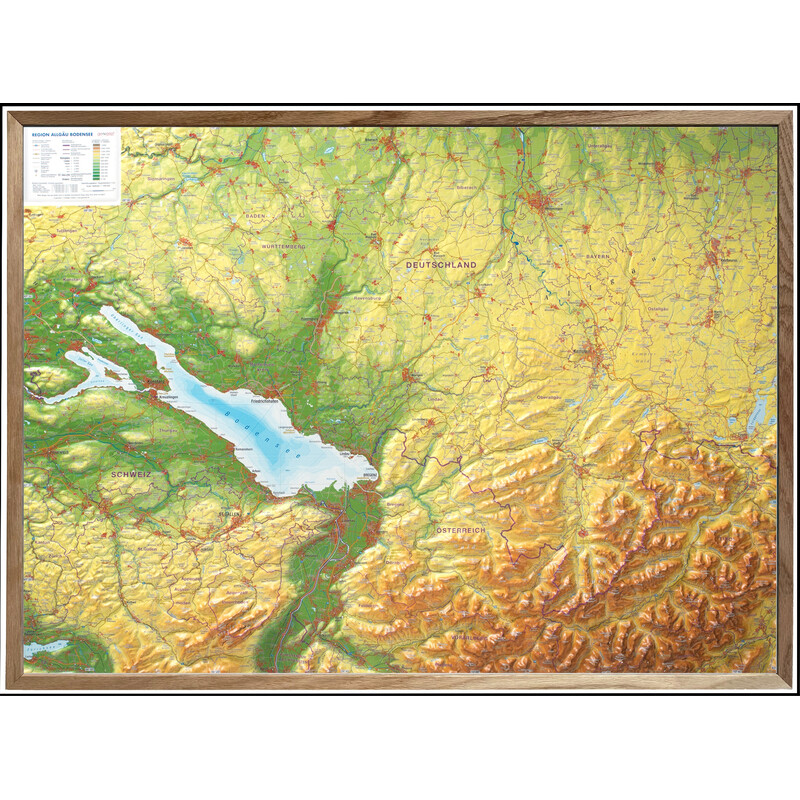 Georelief Regionale kaart Allgäu Bodensee 3D Reliefkarte (77 x 57 cm)