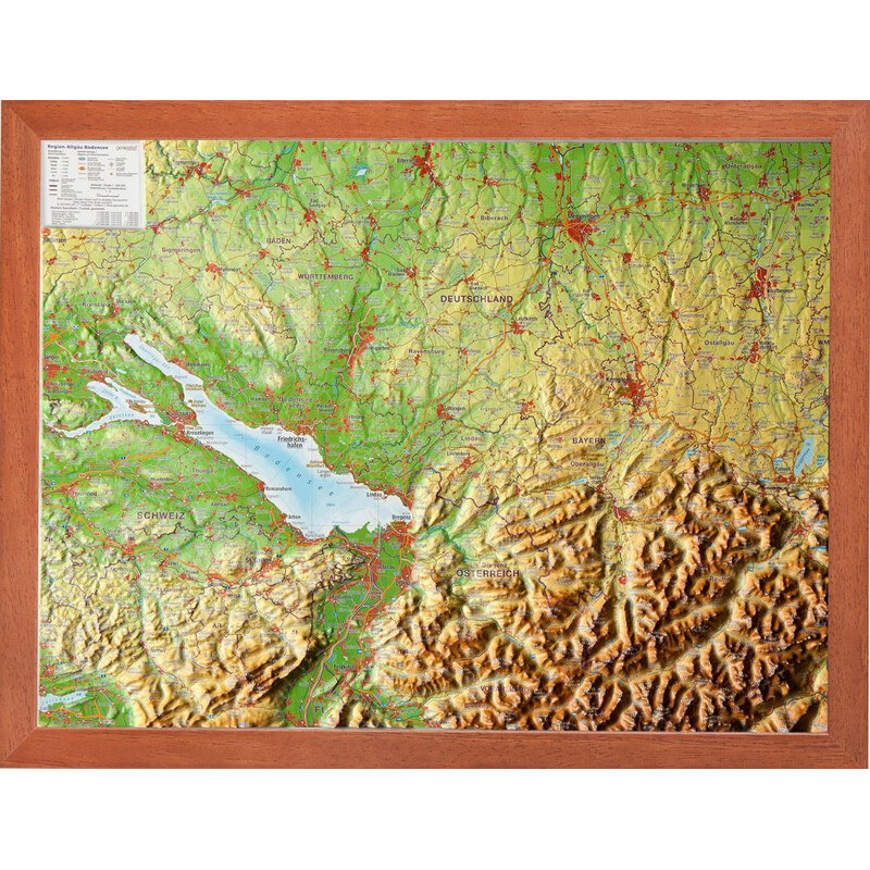Georelief Allgäu-Bodenmeer 3D reliëfkaart, klein (Duits)