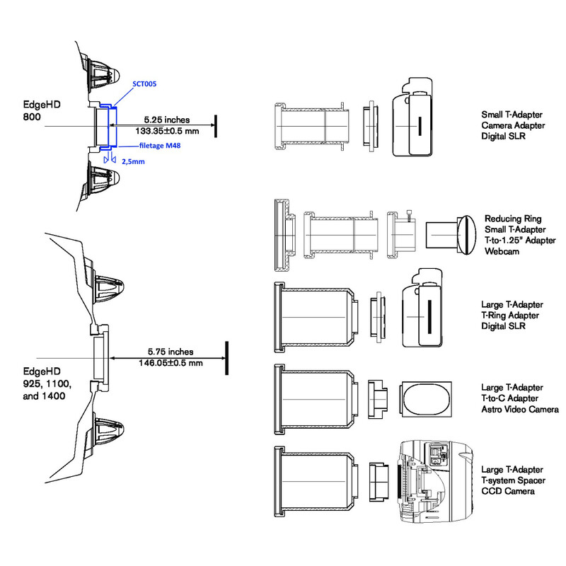 Pierro Astro Schmidt-Cassegrain naar Fotoadapter M48