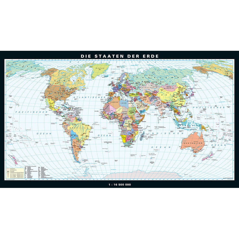 PONS Wereldkaart Die Staaten der Erde (224 x 128 cm)