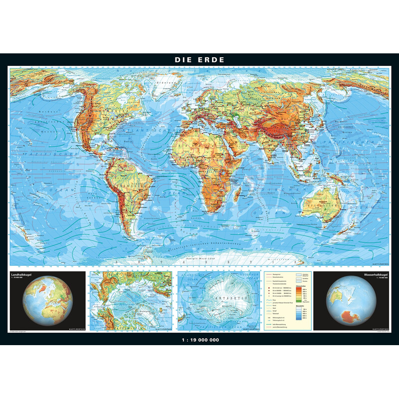 PONS Wereldkaart Die Erde physisch und politisch (196 x 143 cm)