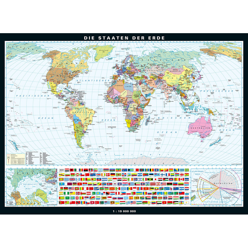 PONS Wereldkaart Die Erde physisch und politisch (196 x 143 cm)