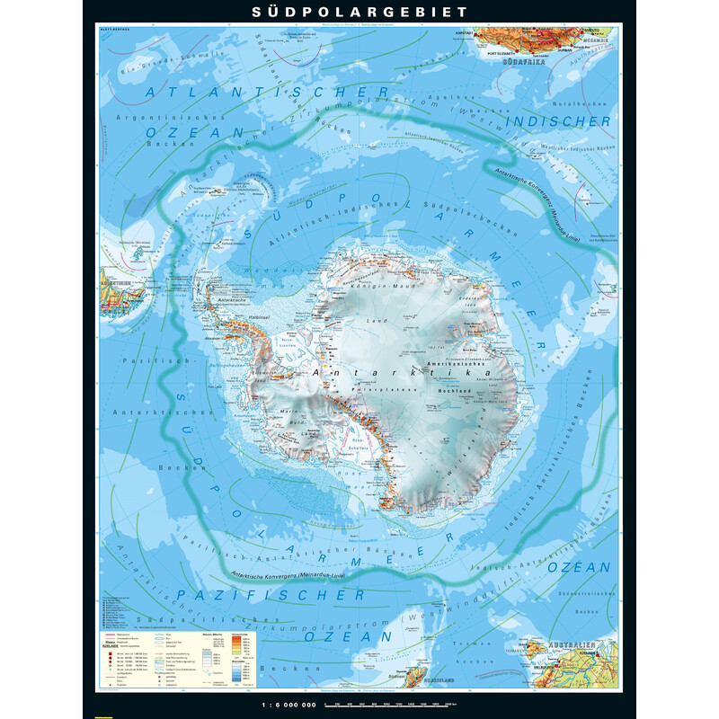 PONS Regionale kaart Südpolargebiet physisch (210 x 230 cm)