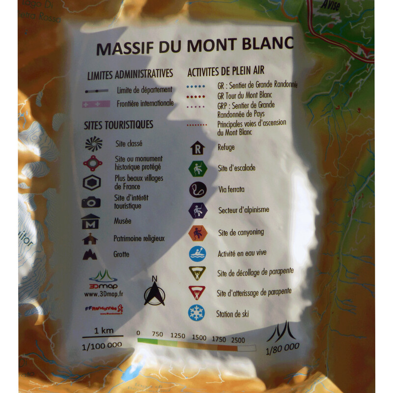 3Dmap Regionale kaart Massif du Mont Blanc (41 cm x 61 cm)