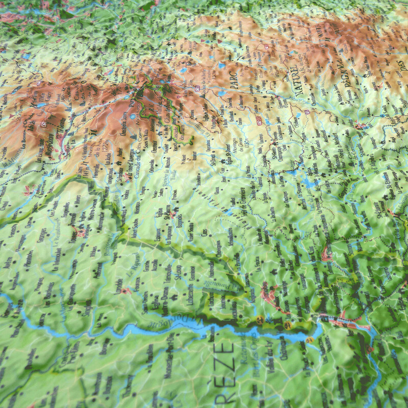 3Dmap Regionale kaart Le Parc Naturel Régional des Volcans d'Auvergne