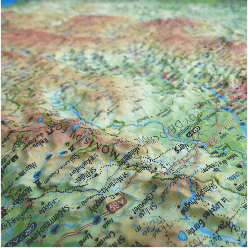 3Dmap Regionale kaart Le Massif Central