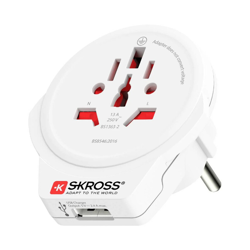 Skross Stroomvoorziening Reisadapter Wereld naar Europe USB 1.0