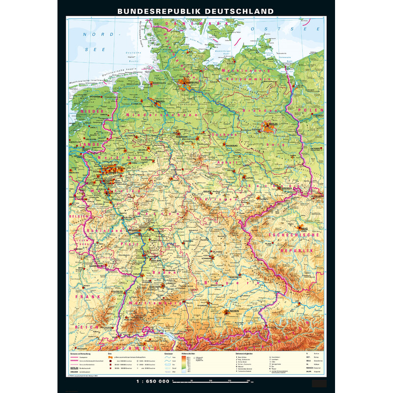 PONS Kaart Duitsland fysiek en politiek (113 x 157 cm)