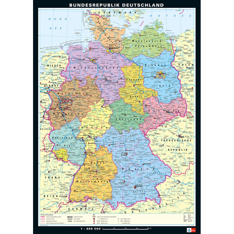 PONS Kaart Duitsland fysiek en politiek (113 x 157 cm)
