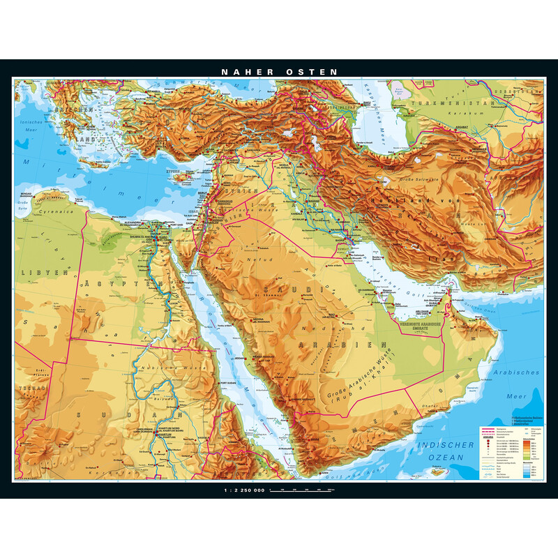 PONS Regionale kaart Fysiek Midden-Oosten (203 x 158 cm)