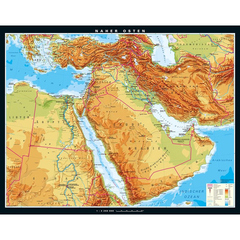 PONS Regionale kaart Naher Osten physisch (203 x 158 cm)