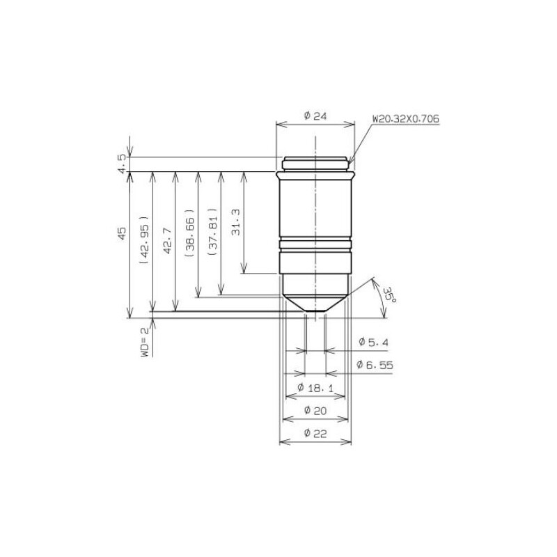 Evident Olympus objectief LUMPLFLN60XW/1.0, b.d.2 mm