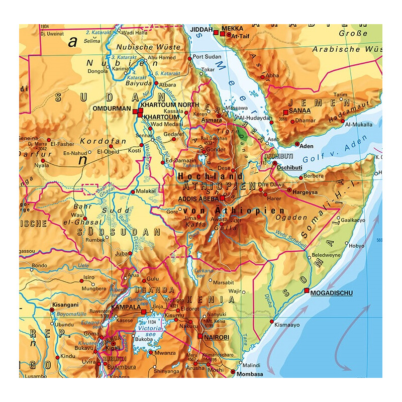 PONS continentkaart Afrika fysiek (157 x 206 cm)