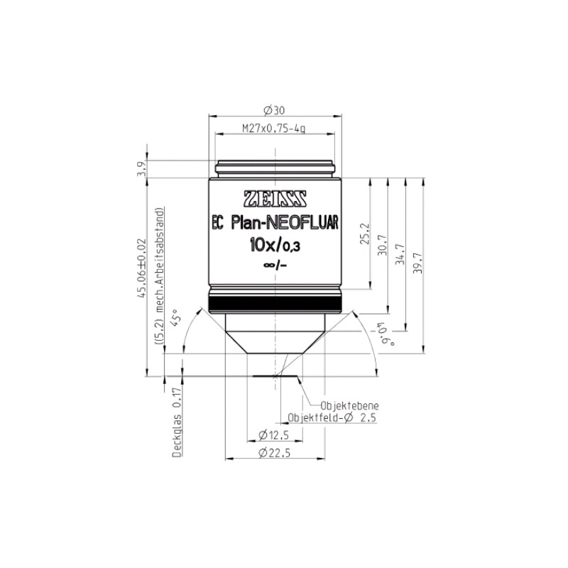 ZEISS Objectief EC Plan-Neofluar, 10x/0.3 wd=5.2mm