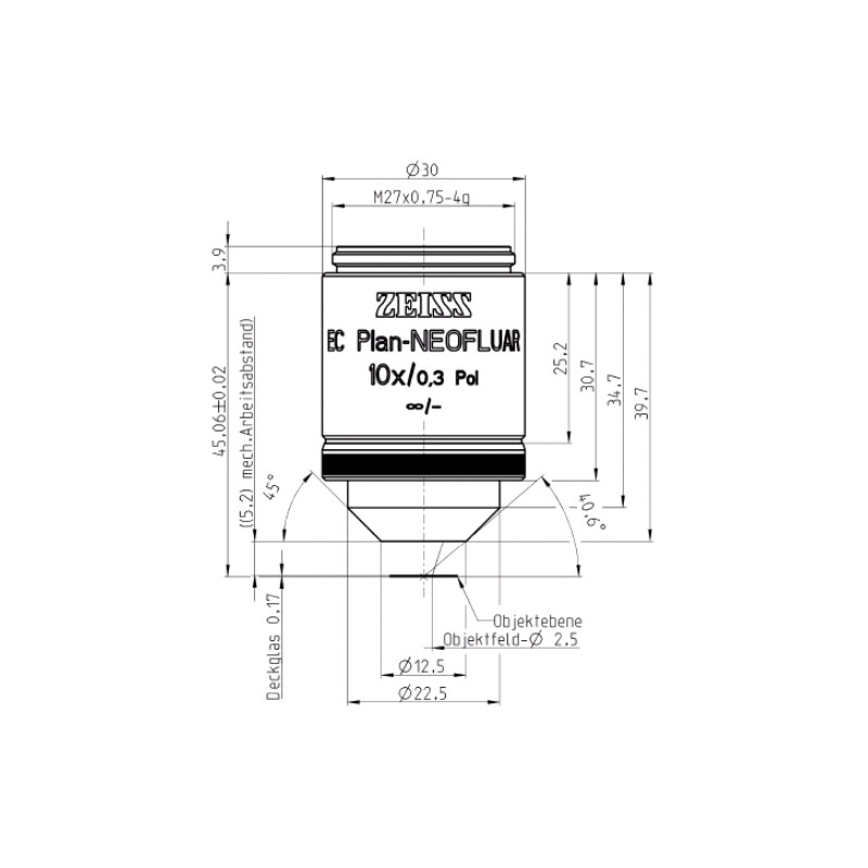 ZEISS Objectief EC Plan-Neofluar, POL, 10x/0.3 Pol wd=5.2mm
