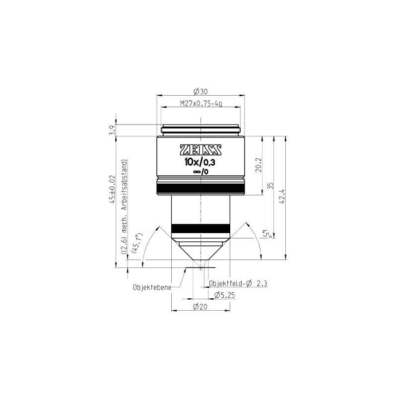 ZEISS Objectief W N-Achroplan 10x/0.3 wd=2.6mm