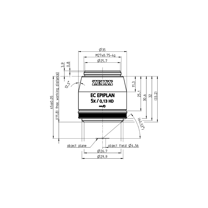 ZEISS Objectief EC Epiplan 5x/0.13 HD wd=11.8mm