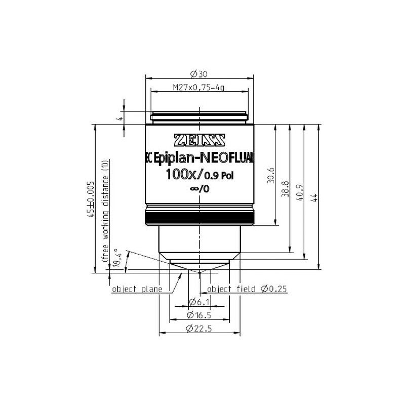ZEISS Objectief Objektiv EC Epiplan-Neofluar 100x/0,9 Pol wd=1.0mm