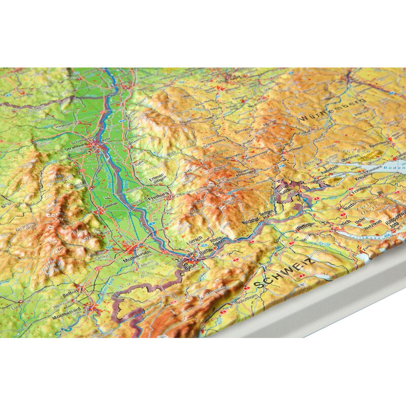 Georelief Duitsland 3D reliëfkaart, groot, met houten frame (Duits)
