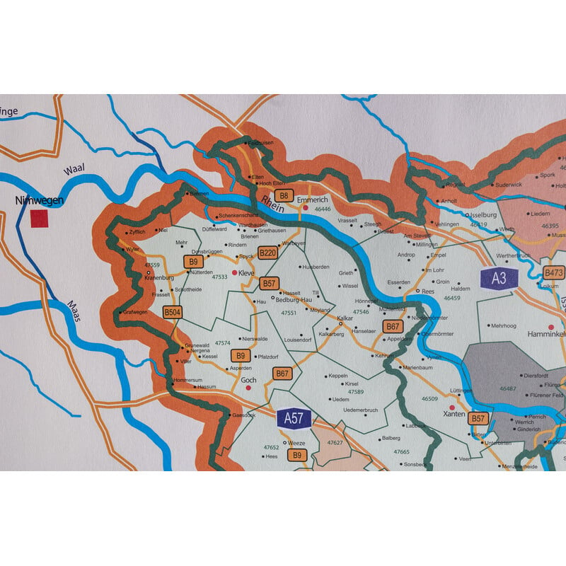 GeoMetro Regionale kaart Nordrhein-Westfalen Postleitzahlen PLZ NRW (118 x 100 cm)