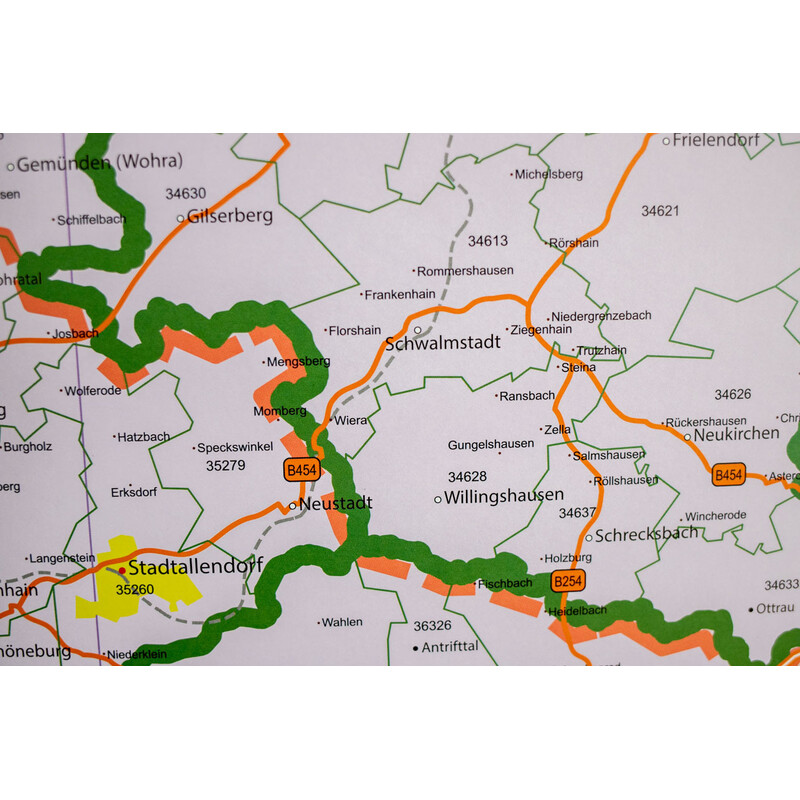 GeoMetro Regionale kaart Hessen Postleitzahlen PLZ (100 x 140 cm)