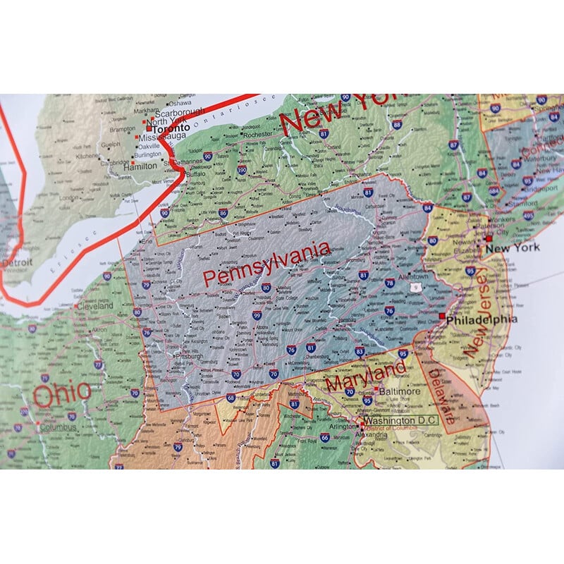 GeoMetro Kaart USA politisch (140 x 100 cm)