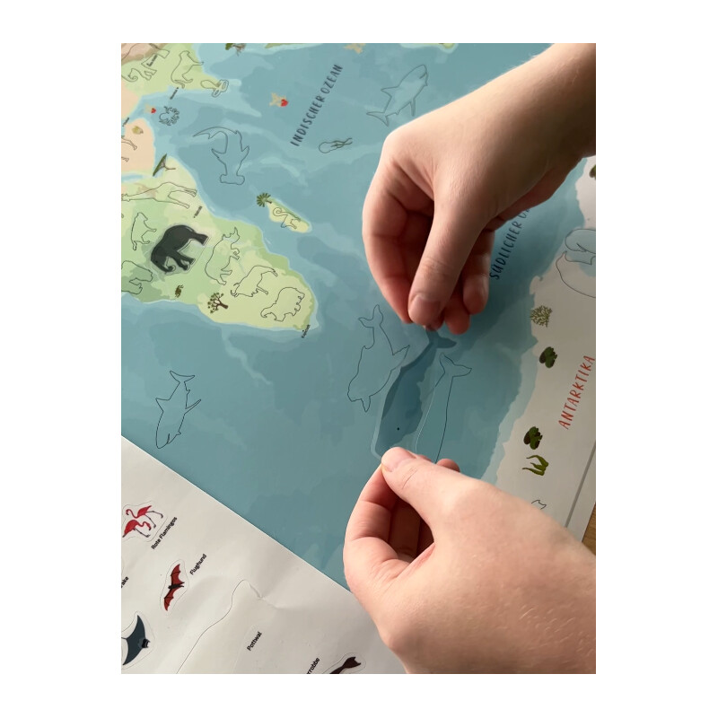 GeoMetro Kinderkaart De wereld van dieren (84 x 60 cm)
