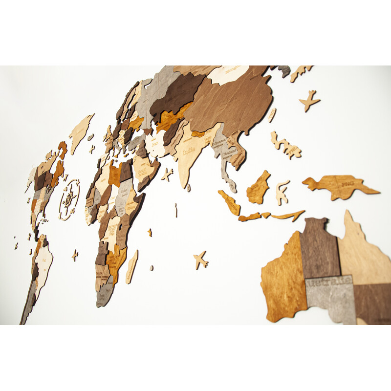 Abraham Wood Decor Wereldkaart Puzzel van hout (200 x 110 cm)