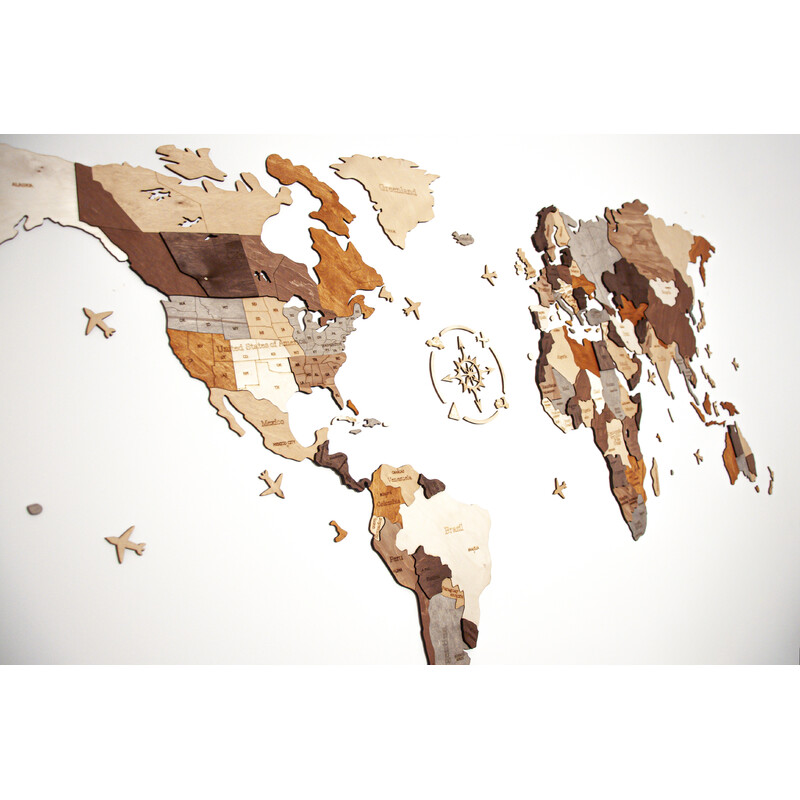 Abraham Wood Decor Wereldkaart Puzzel van hout (200 x 110 cm)