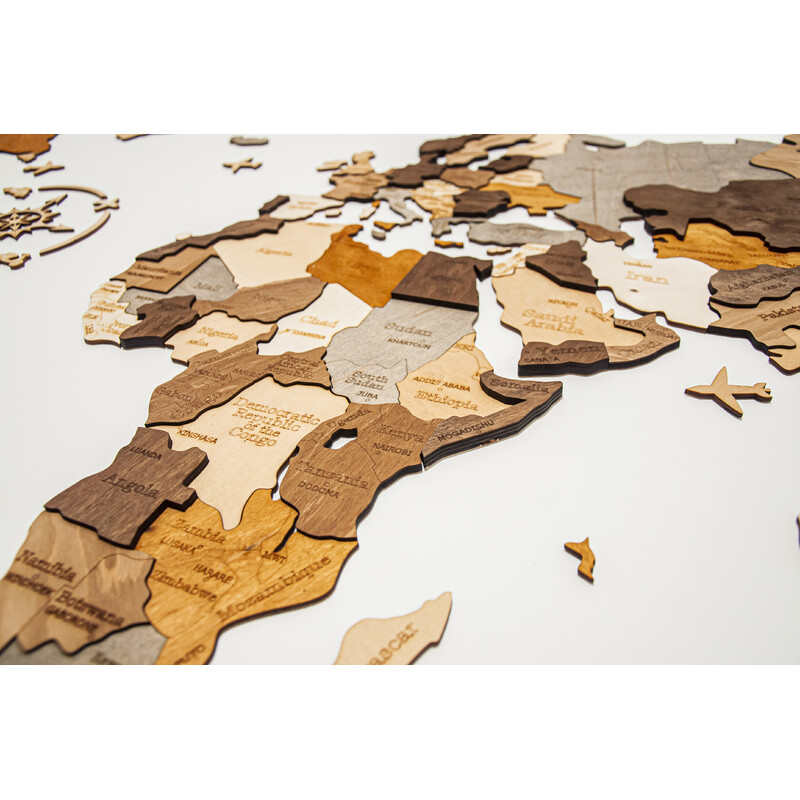 Abraham Wood Decor Wereldkaart Puzzle aus Holz (130 x 70 cm)
