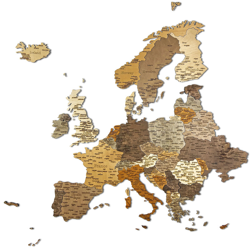 Abraham Wood Decor continentkaart Europa puzzel van hout (110x108cm)