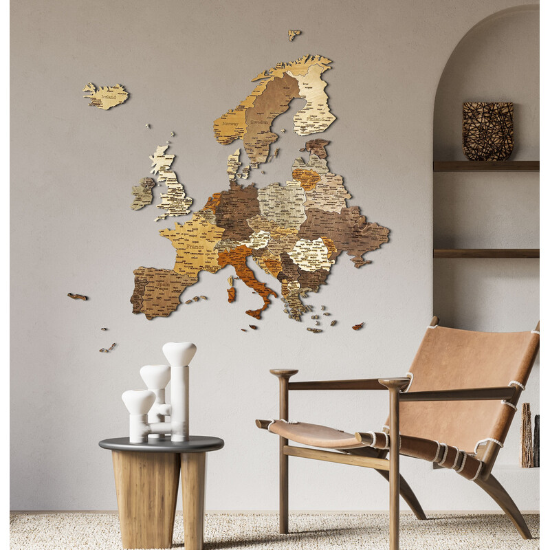 Abraham Wood Decor continentkaart Europa puzzel van hout (110x108cm)