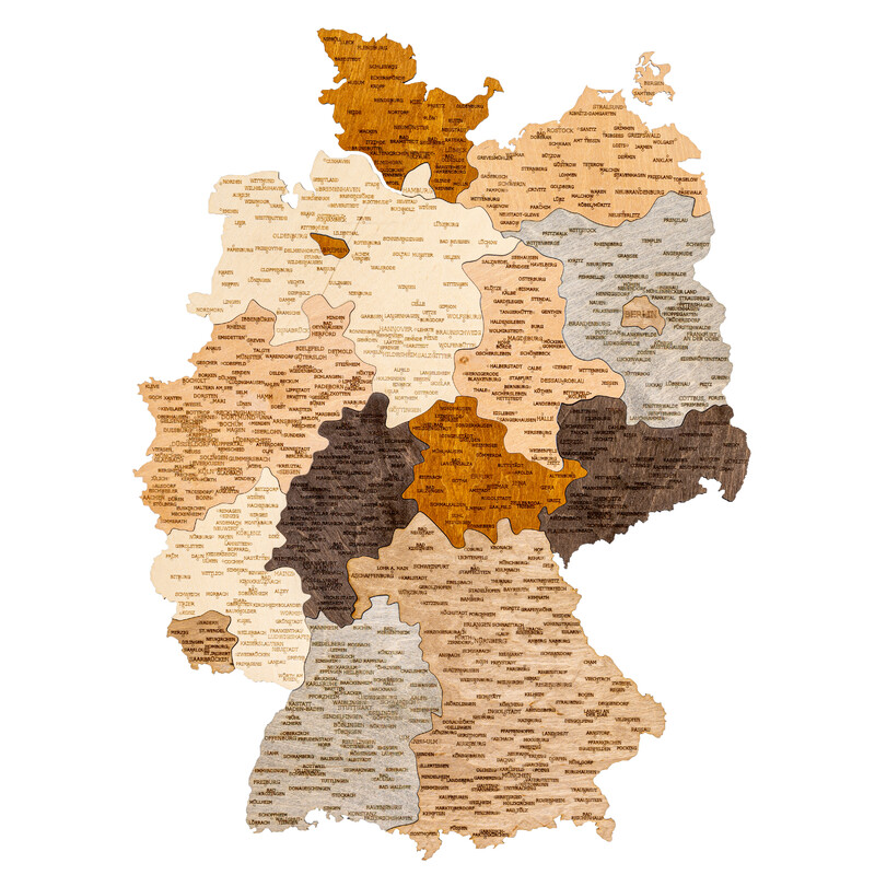 Abraham Wood Decor Kaart Duitsland (Engels) puzzel van hout (60 x 80 cm)