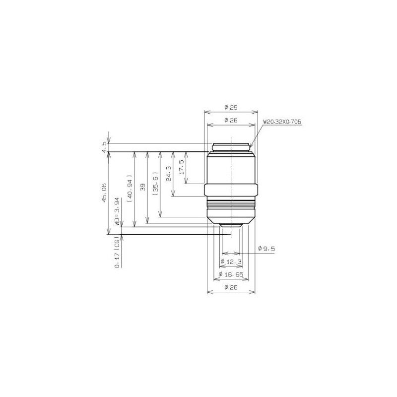Evident Olympus Objectief LPLN40X/0.65, vlak, oneindig, droog, b.d.3.4-4.10, dekglas 0-1.00