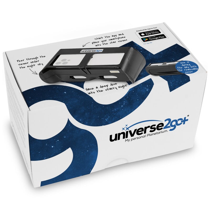 Omegon Thuis-planetarium Universe2Go+ + zonsverduisteringsbril Solar Safe Deluxe