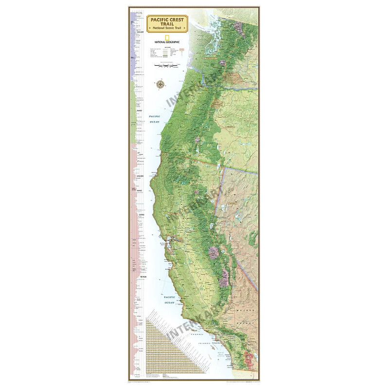 National Geographic Regionale kaart Pacific Crest Trail (46 x 122 cm)
