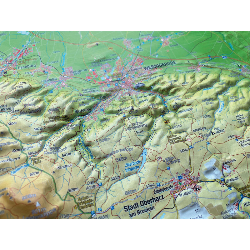 Georelief Harz 3D reliëfkaart (77 x 57 cm)