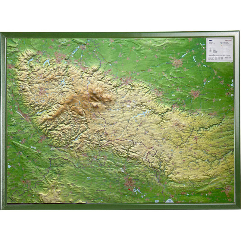 Georelief Harz 3D reliëfkaart (77 x 57 cm)