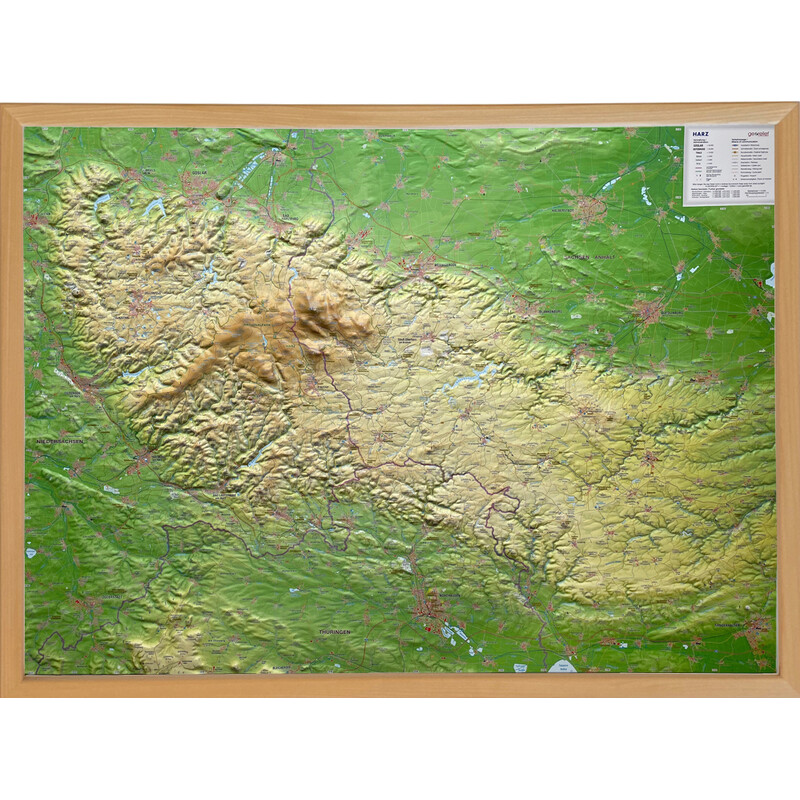Georelief Harz 3D reliëfkaart (77 x 57 cm)