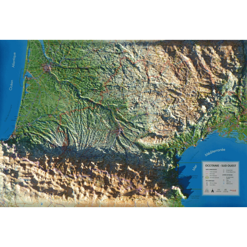 3Dmap Regionale kaart Occitanie - Sud Ouest