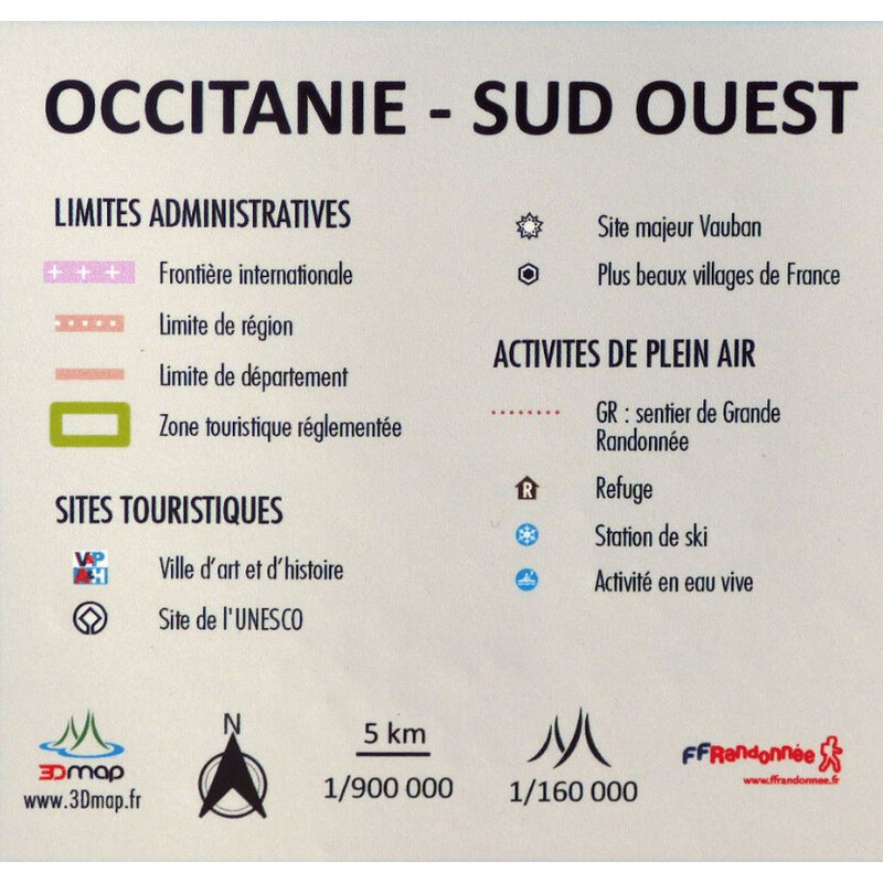 3Dmap Regionale kaart Occitanie - Sud Ouest