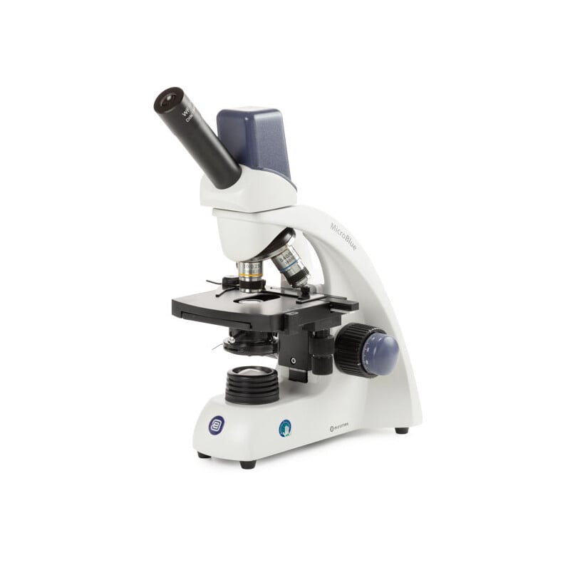 Euromex Microscoop MicroBlue, MB.1155-5, mono, DIN 160, achro, 40x-1000x, 10x/18, Dl, digitaal, accu, LED, 1W