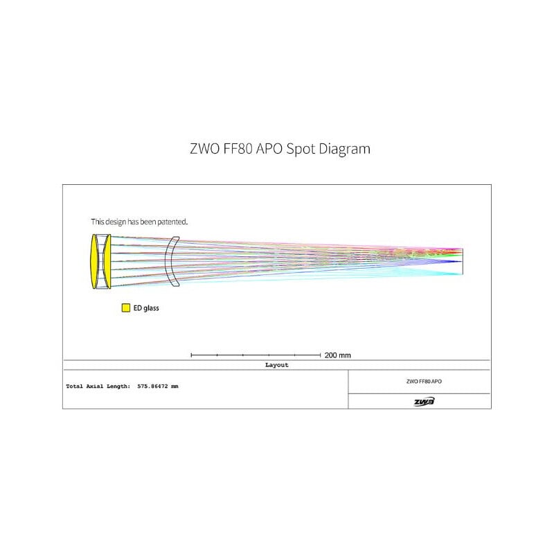 ZWO Apochromatische refractor FF80 AP 80/600 Quadruplet OTA