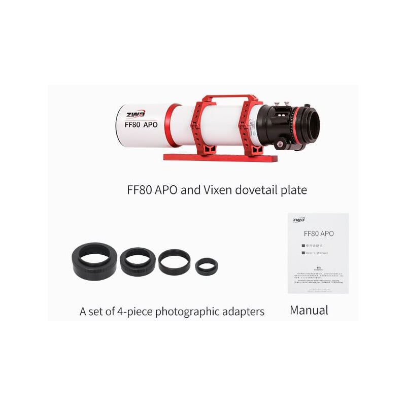 ZWO Apochromatische refractor AP 80/600 FF80